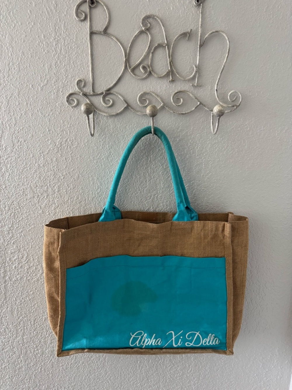 Alpha Xi Delta Natural Jute Tote Bag